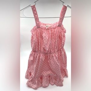 Matilda Jane Pink w white polka dots, belt loops, but no sash, worn once, SZ 14